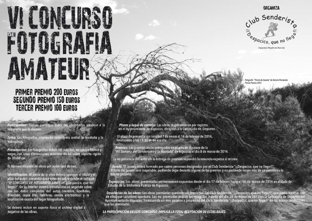 La montaña y la naturaleza centran las temáticas del VI Concurso Nacional de Fotografía Amateur '¡¡Despacico, que no llego¡¡' de Alguazas