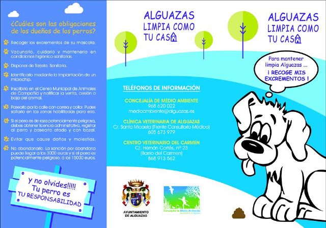El Ayuntamiento de Alguazas emprende una campaña ciudadana sobre la recogida de excrementos de perros en la vía pública