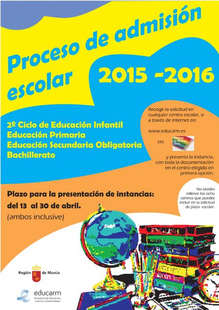 Comienza el proceso de admisión en los centros escolares para el curso 2015-16