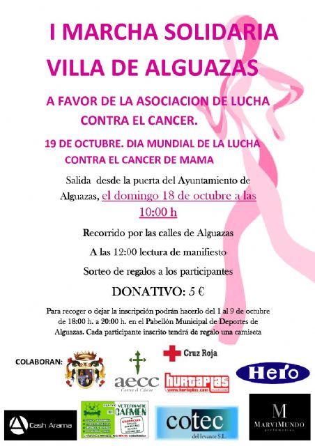 Alguazas organiza la I Marcha Solidaria a favor de la Asociación Local de Lucha Contra el Cáncer