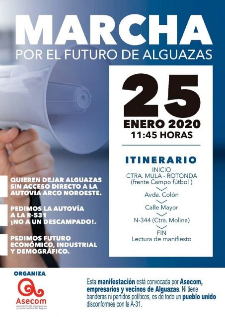 ASECOM se pone al frente de una manifestación que solicita el cambio de enlace con la autovía A-30