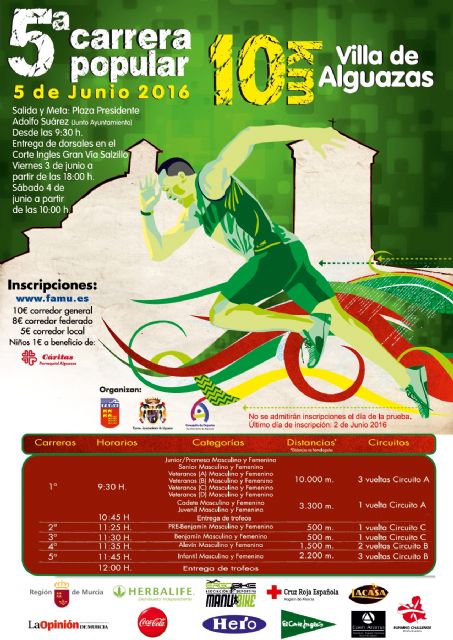 Este martes, presentación de la 5ª Carrera Popular 'Villa de Alguazas' en El Corte Inglés