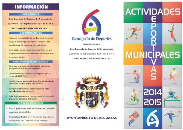 El Ayuntamiento de Alguazas ofrece 17 escuelas y actividades deportivas para el nuevo curso 2014-2015