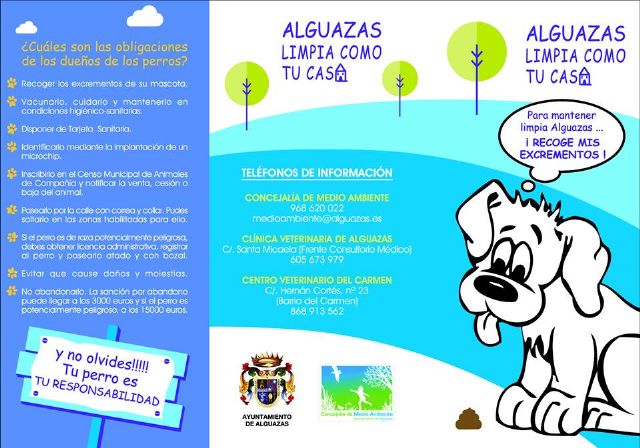 El Ayuntamiento de Alguazas emprende una campaña ciudadana sobre la recogida de excrementos de perros en la vía pública