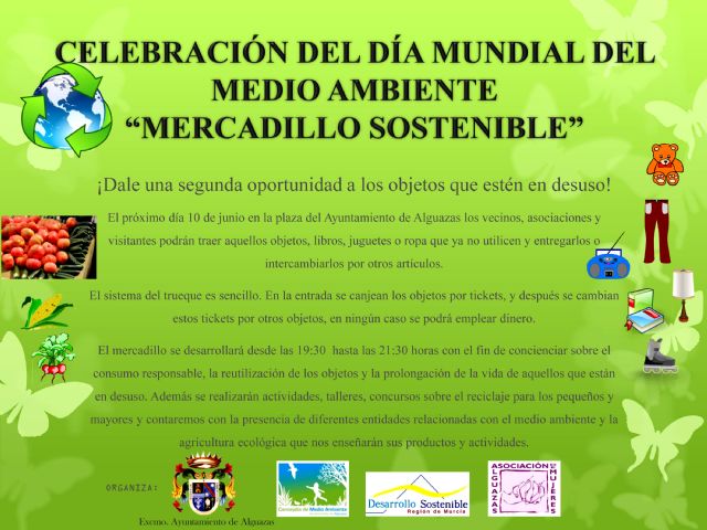 Un mercadillo sostenible para celebrar en Alguazas el 'Día Mundial del Medio Ambiente'