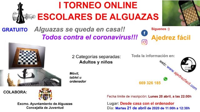 ¡Apúntate al I Torneo de Ajedrez Online para escolares de Alguazas!