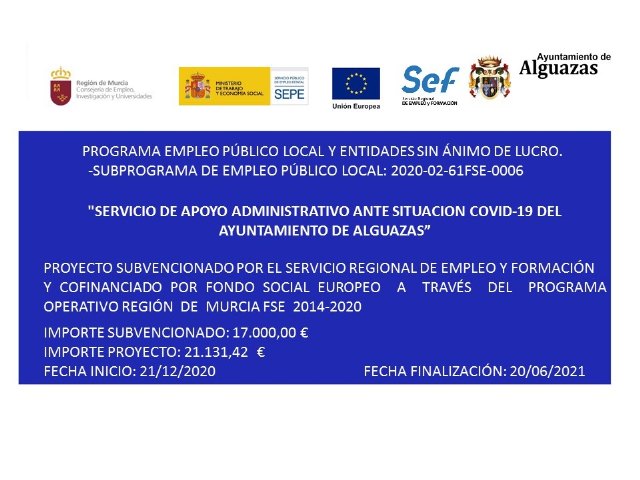 Nicia el Programa de Empleo Público Local con la contratación de dos desempleados del municipio para realizar trabajos administrativos