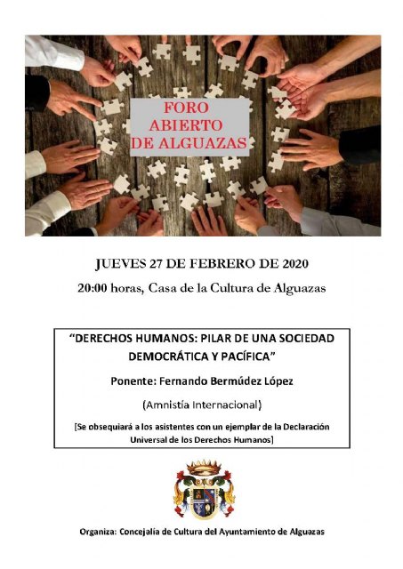 El próximo Foro Abierto de Alguazas tratará el tema de los derechos humanos