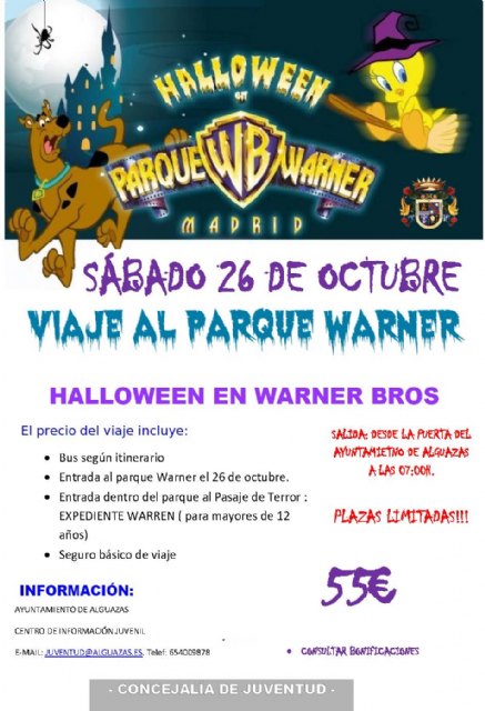 La Concejalía de Juventud organiza un viaje al parque de atracciones Warner (Madrid)